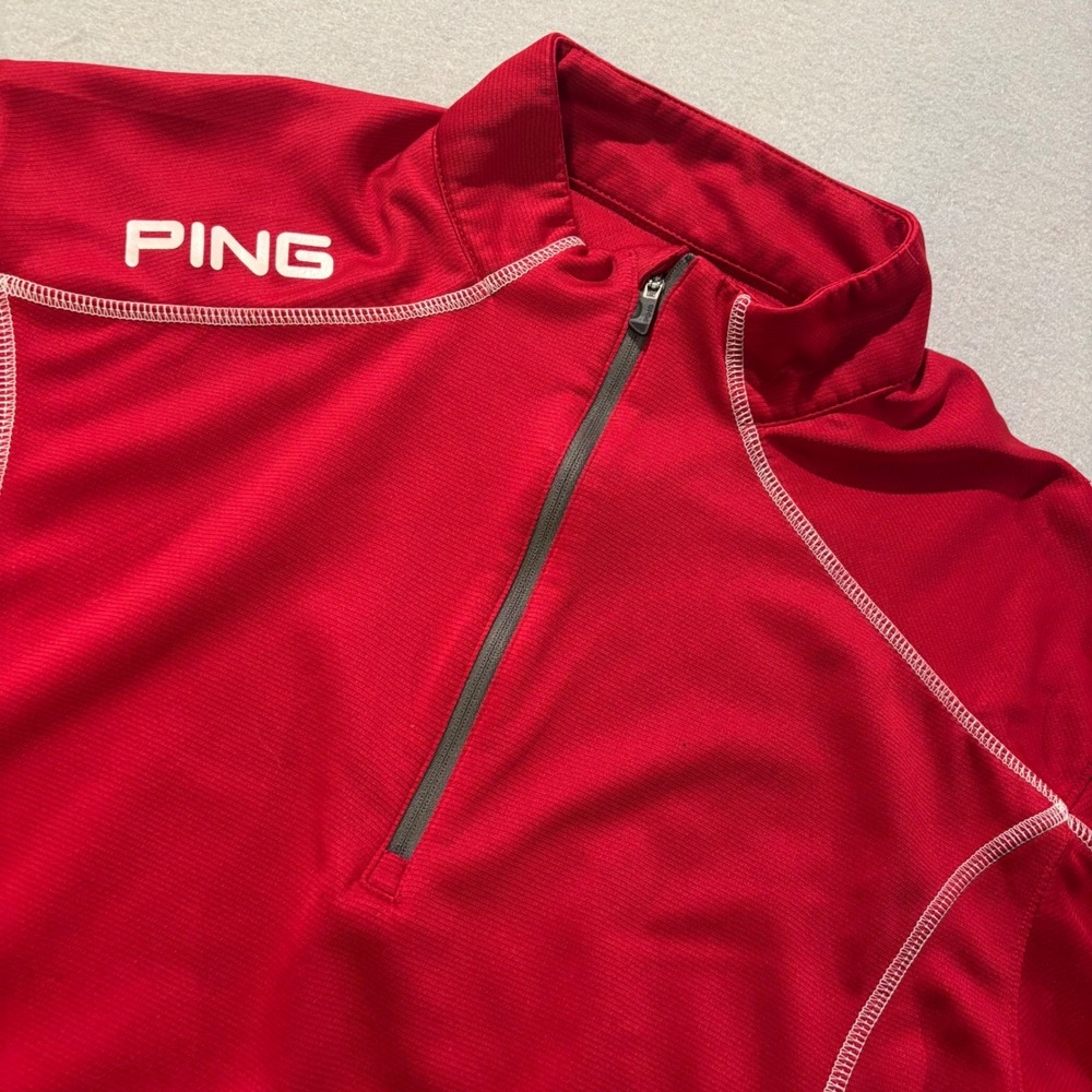 Ping Performance Mens XL Red Quarter Zip Golf Pullover Long Sleeve Shirt